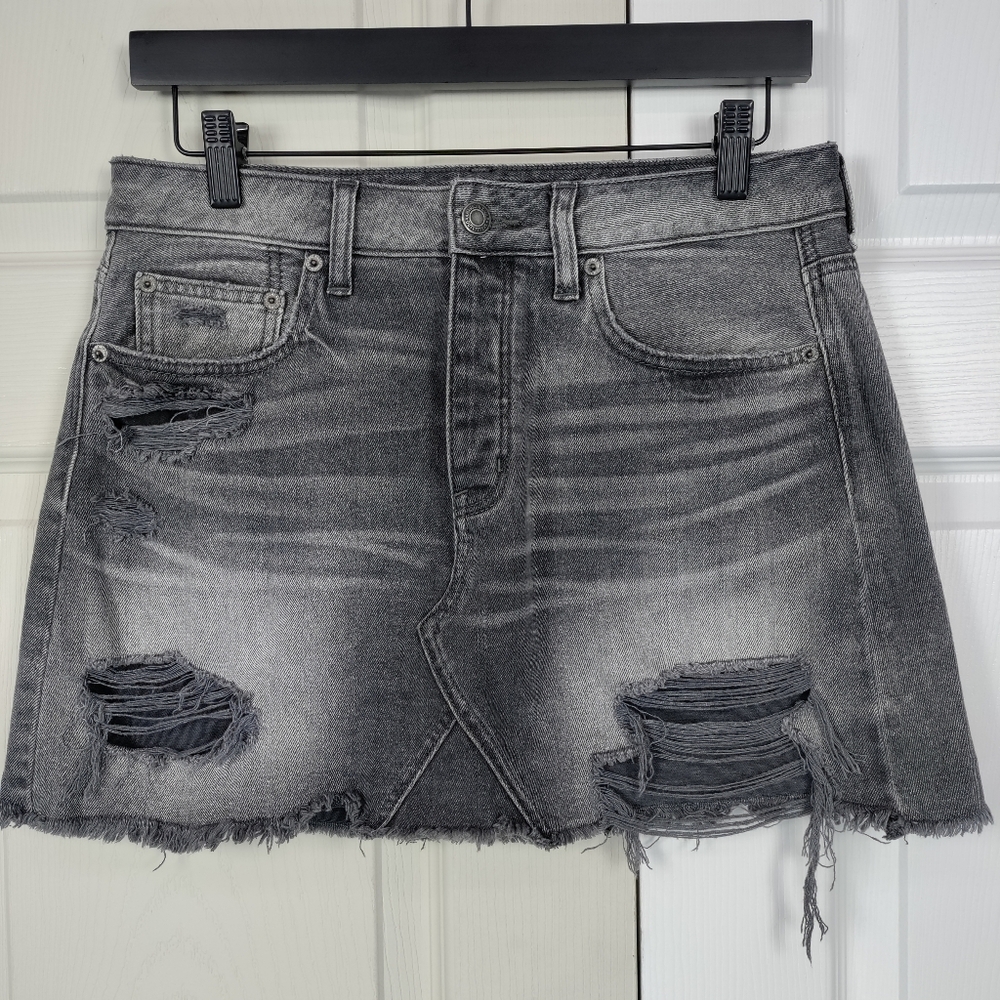 American Eagle Distressed Denim Mini Skirt